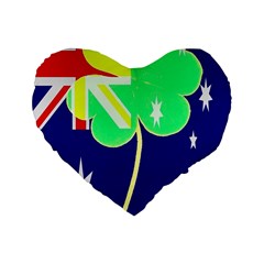 St  Patrick Australia And Ireland Irish Shamrock Australian Country Flag  Standard 16  Premium Flano Heart Shape Cushions by yoursparklingshop