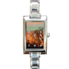 Twilight Sunset Sky Evening Clouds Rectangle Italian Charm Watch by Amaryn4rt