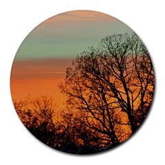 Twilight Sunset Sky Evening Clouds Round Mousepads by Amaryn4rt