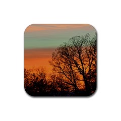 Twilight Sunset Sky Evening Clouds Rubber Coaster (square)  by Amaryn4rt