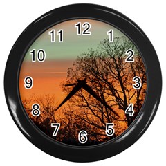 Twilight Sunset Sky Evening Clouds Wall Clocks (black) by Amaryn4rt