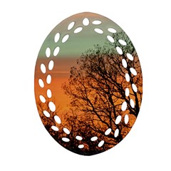 Twilight Sunset Sky Evening Clouds Oval Filigree Ornament (2-side)  by Amaryn4rt