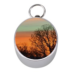 Twilight Sunset Sky Evening Clouds Mini Silver Compasses by Amaryn4rt