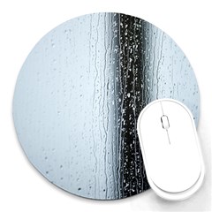 Rain Raindrop Drop Of Water Drip Round Mousepads by Amaryn4rt