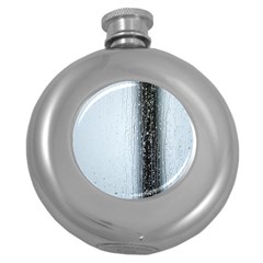 Rain Raindrop Drop Of Water Drip Round Hip Flask (5 Oz) by Amaryn4rt