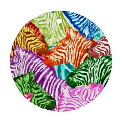 Zebra Colorful Abstract Collage Ornament (Round) 