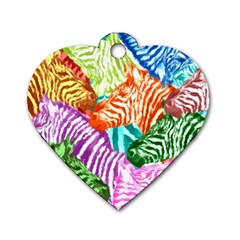 Zebra Colorful Abstract Collage Dog Tag Heart (One Side)