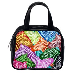 Zebra Colorful Abstract Collage Classic Handbags (One Side)