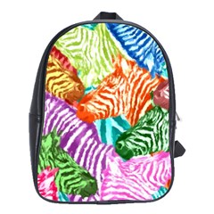 Zebra Colorful Abstract Collage School Bags(Large) 