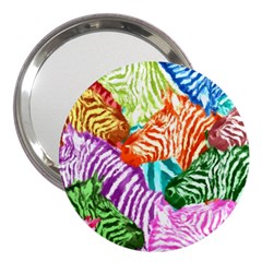 Zebra Colorful Abstract Collage 3  Handbag Mirrors