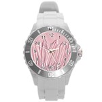 Shabby Chic Vintage Background Round Plastic Sport Watch (L) Front