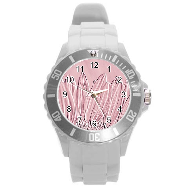 Shabby Chic Vintage Background Round Plastic Sport Watch (L)