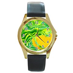 Zitro Abstract Sour Texture Food Round Gold Metal Watch by Amaryn4rt