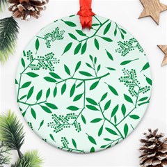 Leaves Foliage Green Wallpaper Ornament (round)  by Amaryn4rt