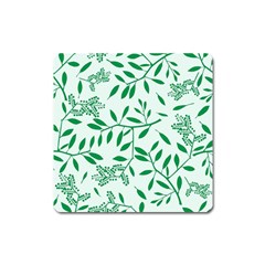 Leaves Foliage Green Wallpaper Square Magnet by Amaryn4rt