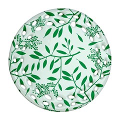 Leaves Foliage Green Wallpaper Round Filigree Ornament (2side) by Amaryn4rt