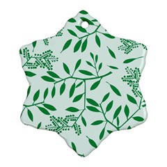 Leaves Foliage Green Wallpaper Snowflake Ornament (2-side)