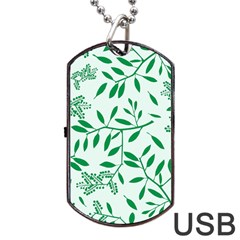 Leaves Foliage Green Wallpaper Dog Tag Usb Flash (one Side) by Amaryn4rt