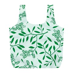 Leaves Foliage Green Wallpaper Full Print Recycle Bags (l)  by Amaryn4rt