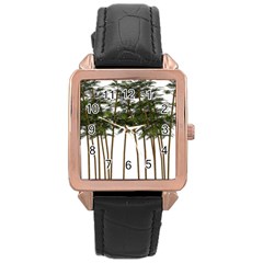 Bamboo Plant Wellness Digital Art Rose Gold Leather Watch  by Amaryn4rt