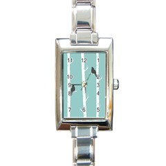 Birds Trees Birch Birch Trees Rectangle Italian Charm Watch by Amaryn4rt