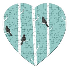 Birds Trees Birch Birch Trees Jigsaw Puzzle (heart) by Amaryn4rt