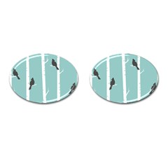 Birds Trees Birch Birch Trees Cufflinks (oval) by Amaryn4rt