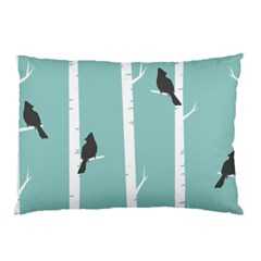 Birds Trees Birch Birch Trees Pillow Case (two Sides) by Amaryn4rt