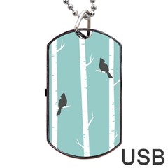 Birds Trees Birch Birch Trees Dog Tag Usb Flash (one Side) by Amaryn4rt