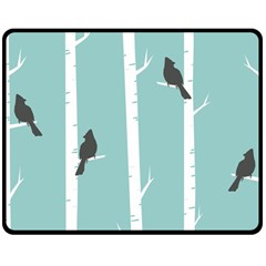 Birds Trees Birch Birch Trees Double Sided Fleece Blanket (medium)  by Amaryn4rt