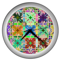 Abstract Pattern Background Design Wall Clocks (silver)  by Amaryn4rt