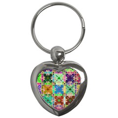 Abstract Pattern Background Design Key Chains (heart)  by Amaryn4rt