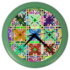 Abstract Pattern Background Design Color Wall Clocks by Amaryn4rt