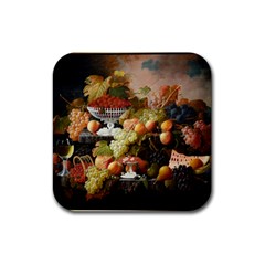 Abundance Of Fruit Severin Roesen Rubber Coaster (square)  by Amaryn4rt