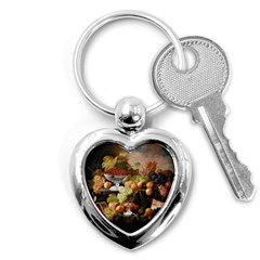 Abundance Of Fruit Severin Roesen Key Chains (heart)  by Amaryn4rt