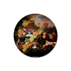 Abundance Of Fruit Severin Roesen Rubber Coaster (round)  by Amaryn4rt