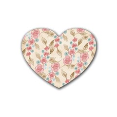 Background Page Template Floral Rubber Coaster (heart)  by Amaryn4rt