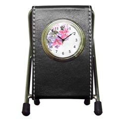 Background Grunge Rustic Green Pen Holder Desk Clocks