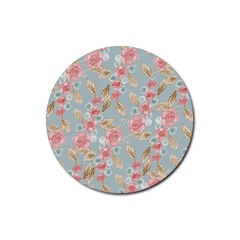 Background Page Template Floral Rubber Round Coaster (4 Pack)  by Amaryn4rt