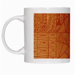 Burnt Amber Orange Brown Abstract White Mugs