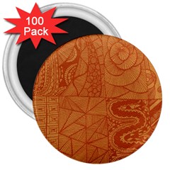 Burnt Amber Orange Brown Abstract 3  Magnets (100 Pack)