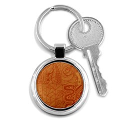 Burnt Amber Orange Brown Abstract Key Chains (round)  by Amaryn4rt