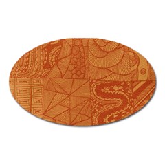 Burnt Amber Orange Brown Abstract Oval Magnet by Amaryn4rt