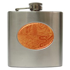 Burnt Amber Orange Brown Abstract Hip Flask (6 Oz) by Amaryn4rt