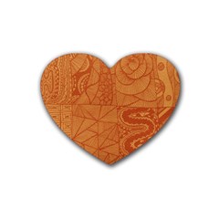 Burnt Amber Orange Brown Abstract Heart Coaster (4 Pack)  by Amaryn4rt