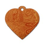 Burnt Amber Orange Brown Abstract Dog Tag Heart (One Side) Front