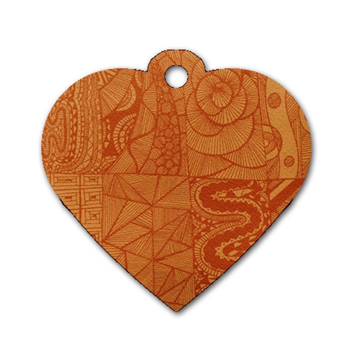 Burnt Amber Orange Brown Abstract Dog Tag Heart (One Side)