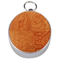 Burnt Amber Orange Brown Abstract Silver Compasses by Amaryn4rt