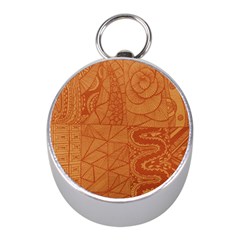 Burnt Amber Orange Brown Abstract Mini Silver Compasses by Amaryn4rt