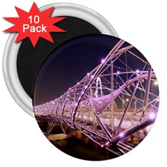 Helixbridge Bridge Lights Night 3  Magnets (10 Pack)  by Amaryn4rt